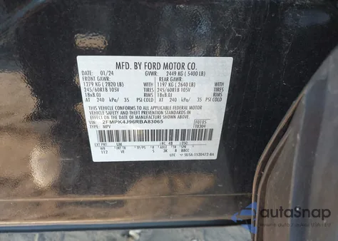 2024 Ford Edge Sel из США, поврежденный, VIN 2FMPK4J96RBA83065